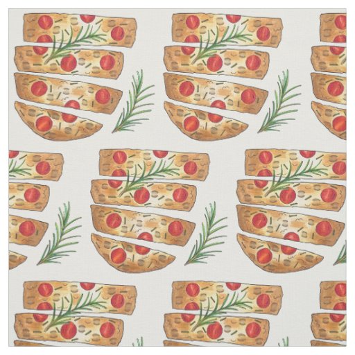 Italian Bakery Focaccia Olive Oil Bread Tomatoes Fabric
