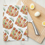 Italian Bakery Focaccia Olive Oil Bread Tomatoes Kitchen Towel<br><div class="desc">Design features an original marker illustration of traditional Italian focaccia bread (focaccia genovese) made with cherry tomatoes, rosemary, olive oil, and sea salt. Ideal for a baker, pastry chef, bakery employee, foodie, or cook. This design is also available on other products. Lots of additional food-themed illustrations are also available from...</div>