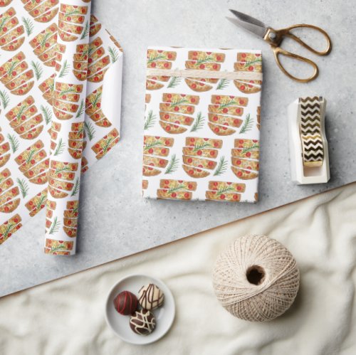 Italian Bakery Focaccia Olive Oil Bread Tomatoes Wrapping Paper