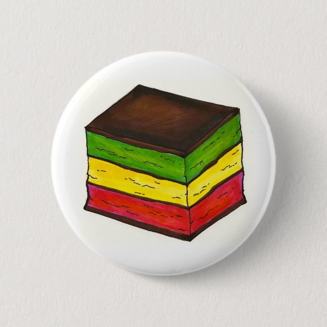 Italian Bakery Rainbow Seven 7 Layer Cookie Foodie Pinback Button (Front)