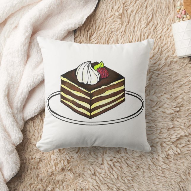 Italian Bakery Tiramisu Dessert Cake Slice Food Throw Pillow (Blanket)