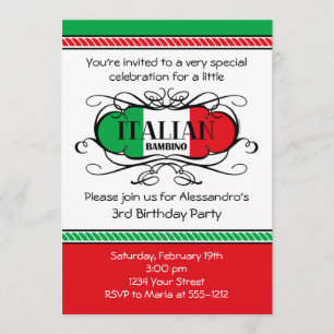 Italian Bambino (C) Birthday Party Invitation