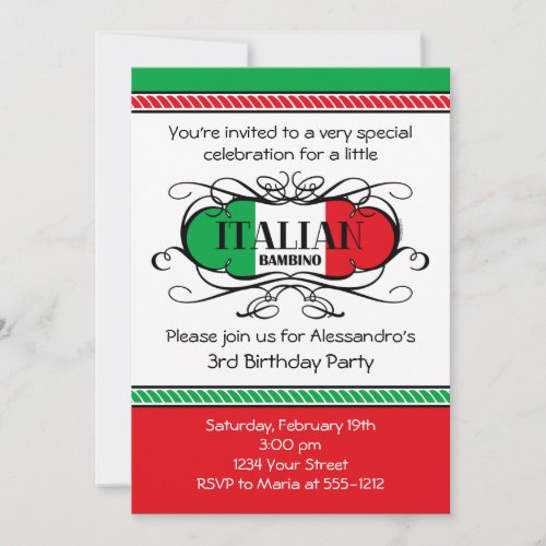 Italian Bambino (C) Birthday Party Invitation