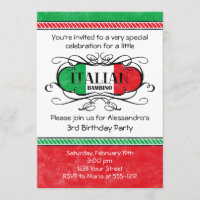 Italian Bambino (D) Birthday Party Invitation