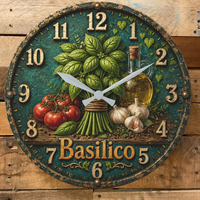 Italian Basil Kitchen  Rustic Farmhouse  Large Clock (Creator Uploaded)