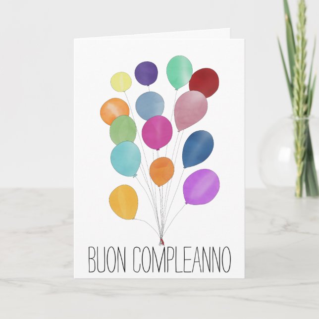 Italian Birthday bunch of balloons Card (Front)