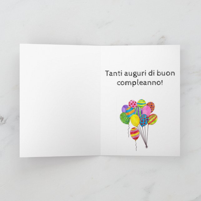 Italian Birthday bunch of balloons Card (Inside)