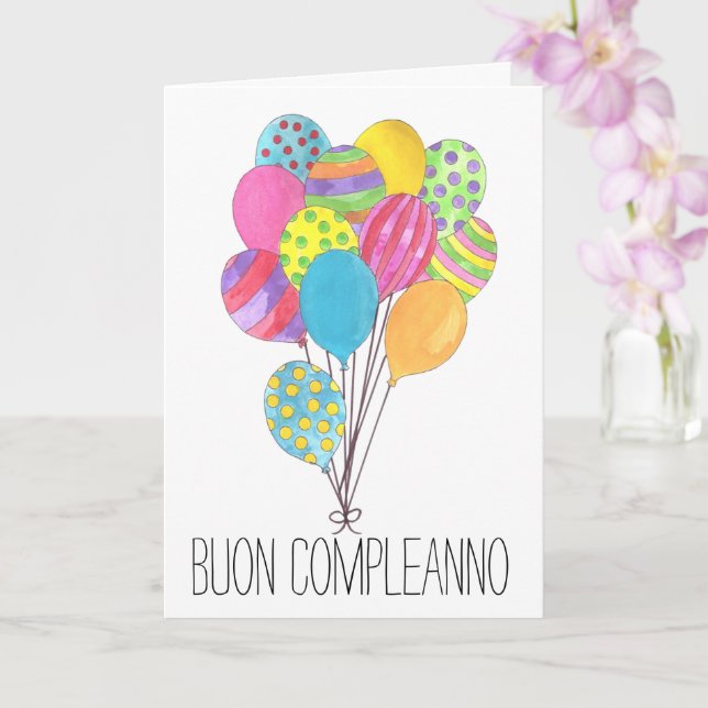 Italian Birthday bunch of balloons Card (Orchid)
