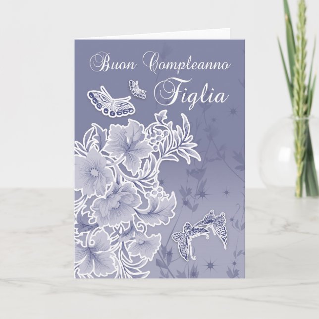 Italian birthday card for daughter floral and butt (Front)