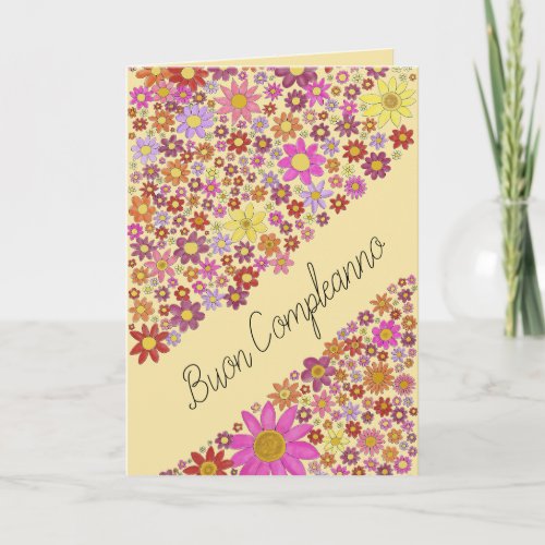 Italian Birthday Flower collage Card