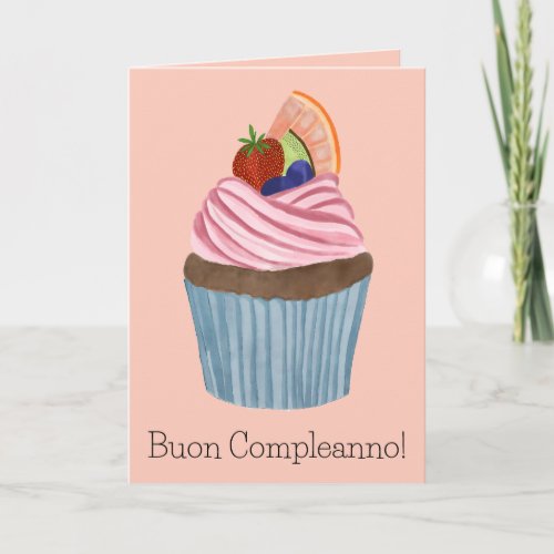 Italian Birthday Fruit Cupcake Card