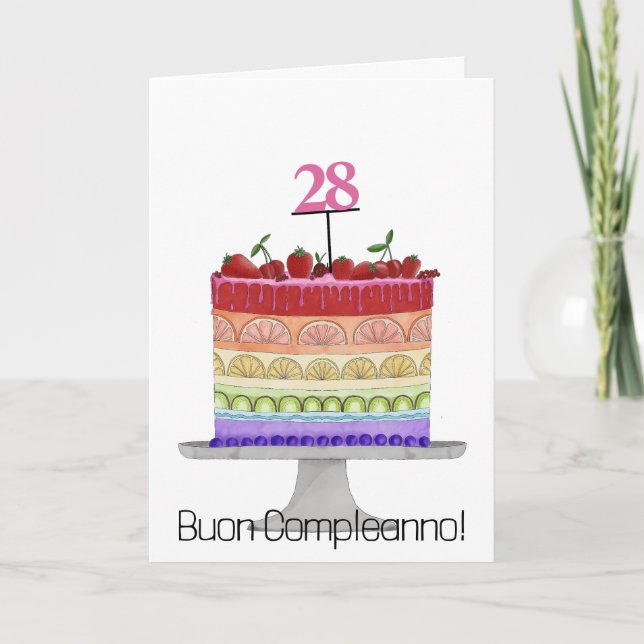 Italian Birthday Rainbow Color Cupcake Card (Front)