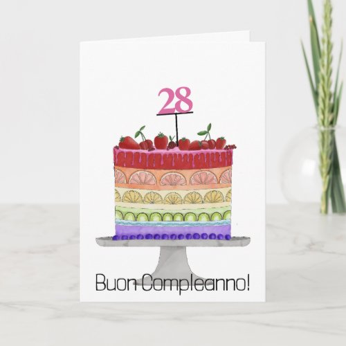 Italian Birthday Rainbow Color Cupcake Card