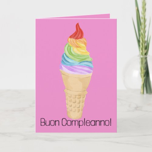 Italian Birthday Rainbow Gay Pride Ice Cream Card