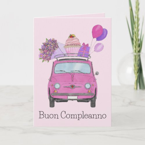 Italian Birthday Retro Fiat 500 Card