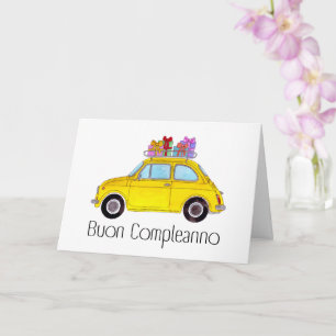 Italian Birthday Retro Fiat 500 Card