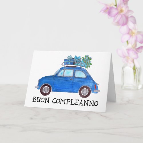 Italian Birthday Retro Fiat 500 Card