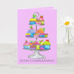 Italian Birthday Watercolor Cupcakes  Card at Zazzle