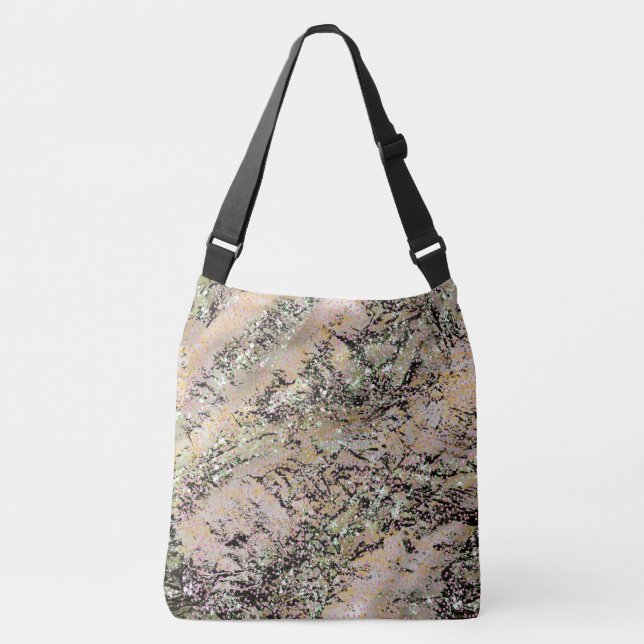 Italian Black Marble look with Pink Sparkles Crossbody Bag (Front)