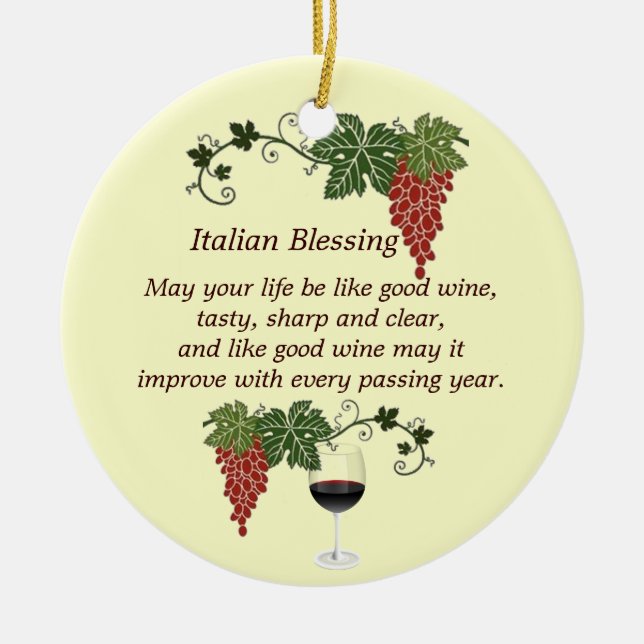 Italian Blessing Ceramic Ornament (Front)