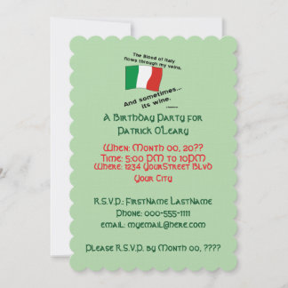 Italian Blood and Wine Birthday Party Invitation