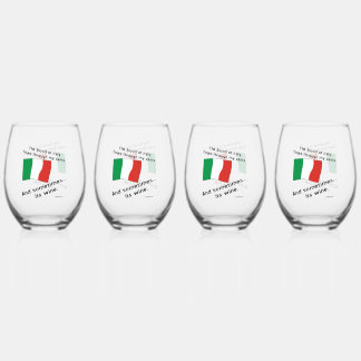 Italian Blood Flows My Veins Sometimes Wine Funny Stemless Wine Glass