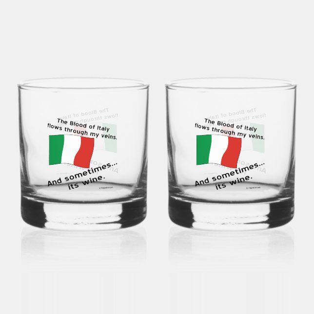 Italian Blood Flows My Veins Sometimes Wine Funny Whiskey Glass (Front)