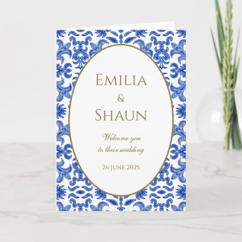 Italian Blue and White Patterned Wedding Programs