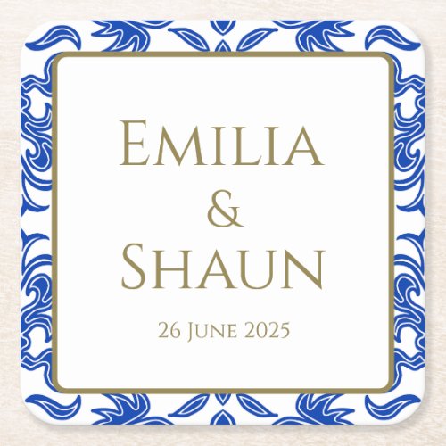 Italian Blue and White Personalized Coasters