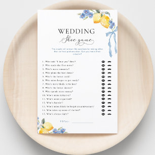 Italian Blue Bow & Lemons Bridal Wedding Shoe Game