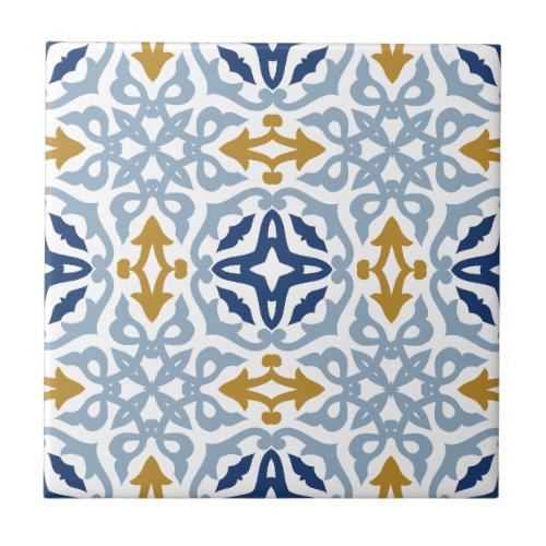 Italian Blue Decorative Vintage Ceramic Tile