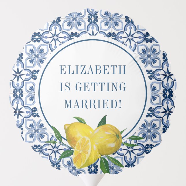 Italian Blue Lemon Bridal Shower Balloon (Back)