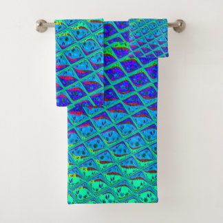 Italian Blue Mermaid Motif Art Print Bath Towel Set