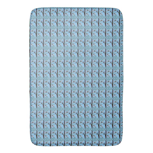 Italian Blue Mermaid Motif Art Print Bathroom Mat (Front Vertical)