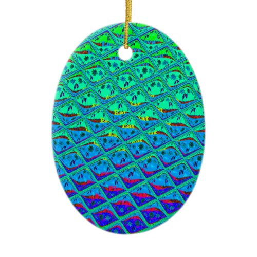 Italian Blue Mermaid Motif Art Print Ceramic Ornament