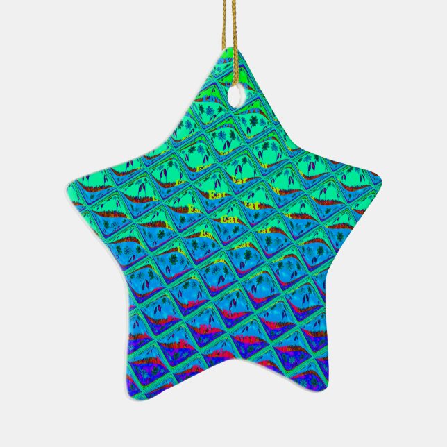 Italian Blue Mermaid Motif Art Print Ceramic Ornament (Right)