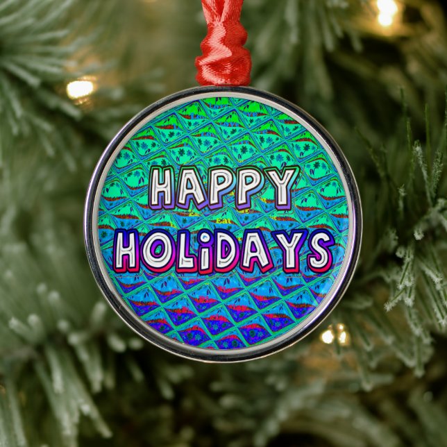 Italian Blue Mermaid Motif Art Print Metal Ornament (Tree)