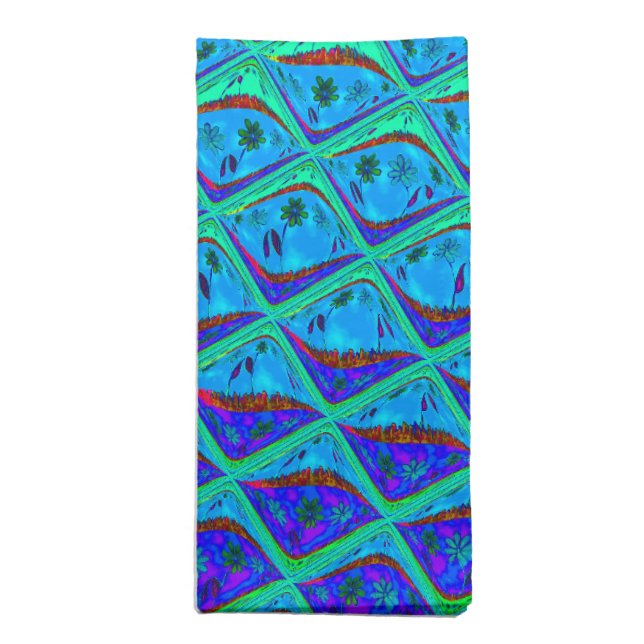 Italian Blue Mermaid Motif Art Print Napkin (Folded)
