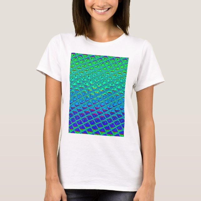 Italian Blue Mermaid Motif Art Print T-Shirt (Front)