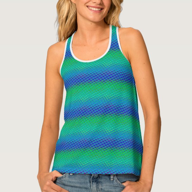 Italian Blue Mermaid Motif Art Print Tank Top (Front)
