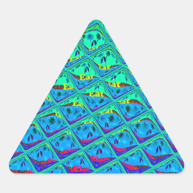 Italian Blue Mermaid Motif Art Print Triangle Sticker (Front)
