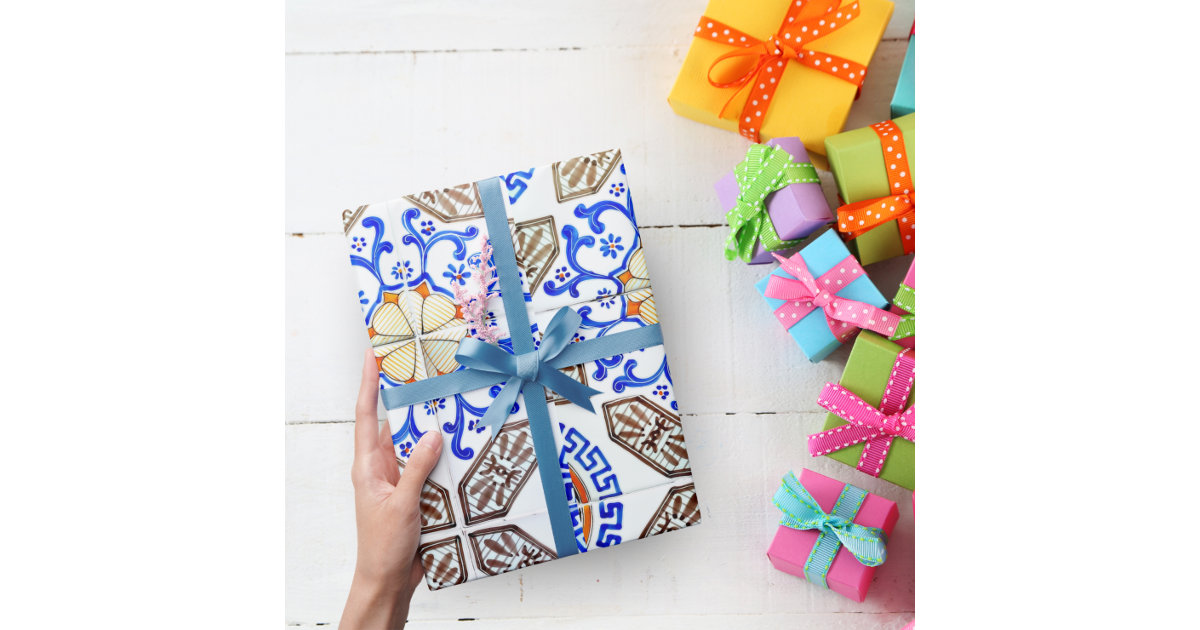 Italian Blue Mosaic Wrapping Paper