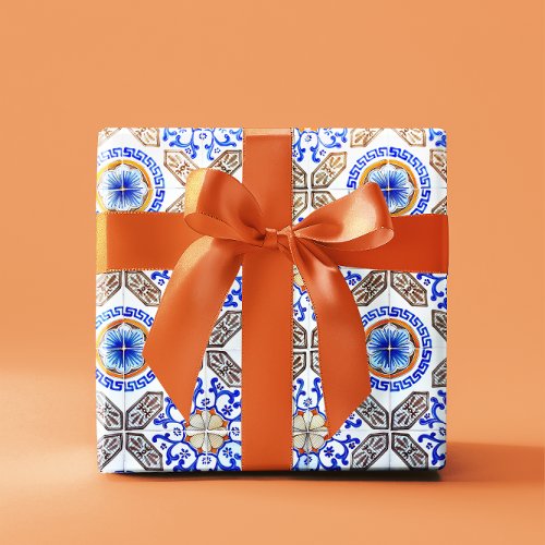 Italian Blue Mosaic Wrapping Paper