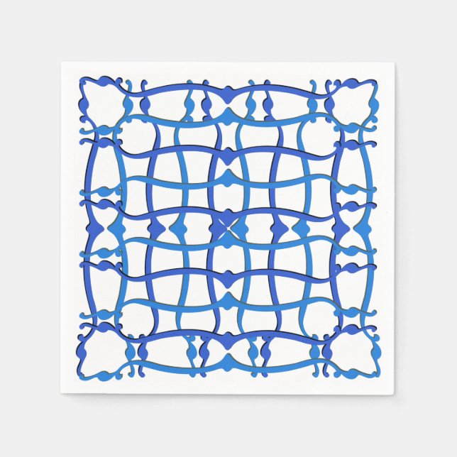 Italian blue ornament party villa napkins (Front)