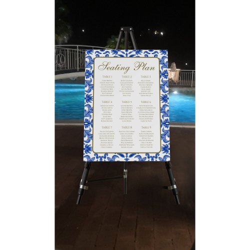 Italian Blue Pattern Table Seating Plan Foam Board