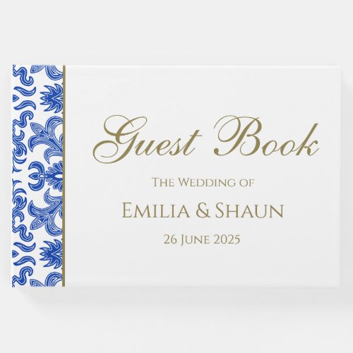 Italian Blue Pattern Wedding Guest Book