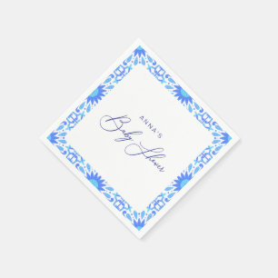 Italian Blue Tile Baby Shower Minimalist Napkins