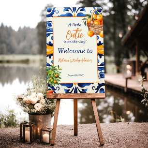 Italian Blue Tile Cutie Orange Citrus Baby Shower Foam Board