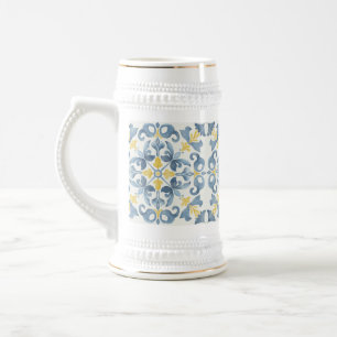 Italian Blue Tile Lemon Beer Stein