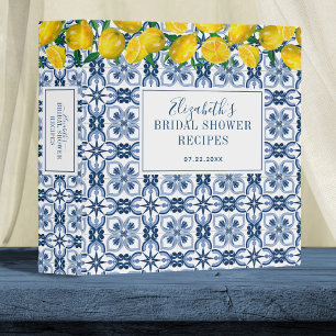 Italian Blue Tile Lemon Bridal Shower Recipe 3 Rin Ring Binder